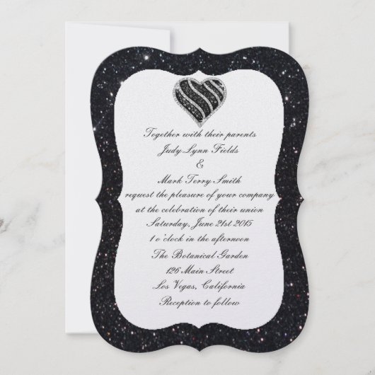 Parties scintillant noire Faire-part de mariage Co (Devant)