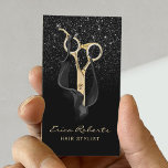 Parties scintillant Noire moderne Gold Ciseau Hair<br><div class="desc">Parties scintillant Noire moderne  Or Ciseaux Cheveux Cartes de visite Styliste.</div>
