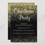 Parties scintillant Noire & Or Noël Invitations (Devant / Derrière)