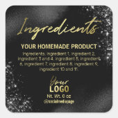 Parties scintillant noire sophistiquée Étiquettes  (Devant)