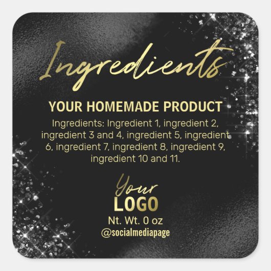 Parties scintillant noire sophistiquée Étiquettes  (Devant)