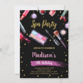 Parties scintillant noire Spa Invitations d'annive (Devant)