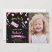 Parties scintillant noire Spa photo Invitations d' (Devant)