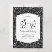 Parties scintillant noire Sweet 16 Invitations (Devant)