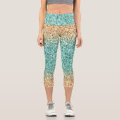 Parties scintillant Ombre Vert-Or Capri Leggings (Recto)