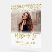 Parties scintillant or blanc moderne Sweet 16 Phot (Angle)