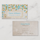 parties scintillant or bleu confetti Carte de visi (Devant / Derrière)