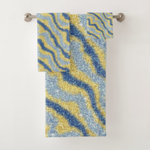 Parties scintillant or bleu tendance Motif ripple