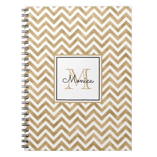 Parties scintillant or Chevron Motif Carnet Monogr (Devant)