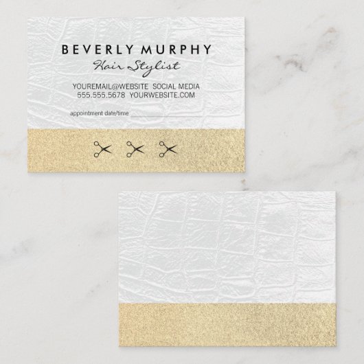 Parties scintillant or / Cuir blanc / Rendez-vous (Devant / Derrière)