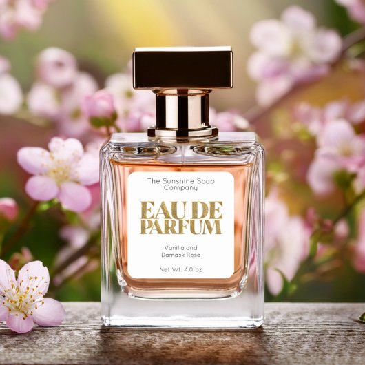 Parties scintillant or et Étiquette blanc Eau de P