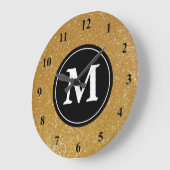 Parties scintillant or et horloge murale en monogr (Angle)
