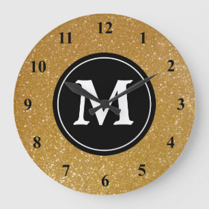 Parties scintillant or et horloge murale en monogr