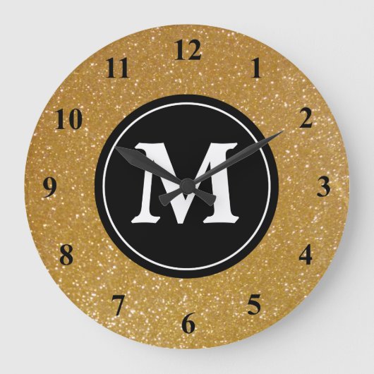 Parties scintillant or et horloge murale en monogr (Recto)