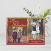 Parties scintillant or étincelante Joyeux Carte ph (Debout devant)