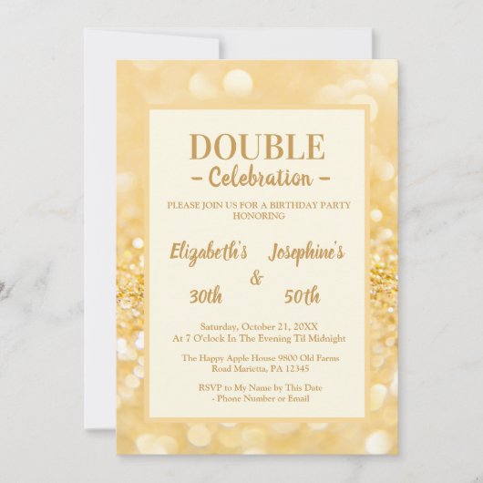 Parties scintillant Or Invitation Soiree double an (Devant)