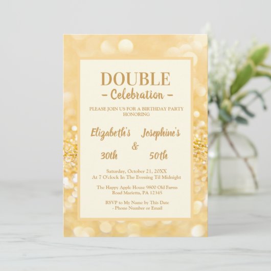 Parties scintillant Or Invitation Soiree double an (Debout devant)