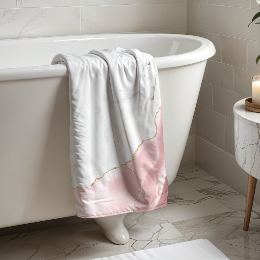 Parties scintillant or Marbre blanc rose rose pâle