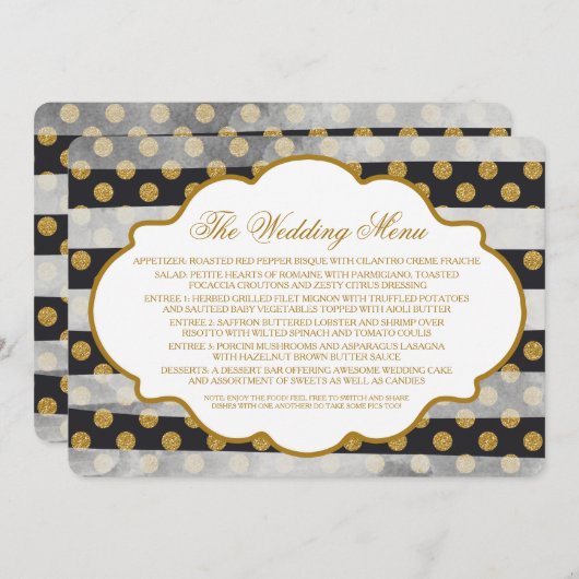 Parties scintillant or - Menu Mariage Glamor (Devant / Derrière)