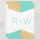 Parties scintillant Or moderne et Faire-part de ma (Devant / Derrière)