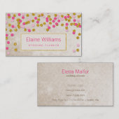 parties scintillant or rose confetti Carte de visi (Devant / Derrière)