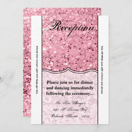 parties scintillant or Rose de la carte de récepti (Devant / Derrière)