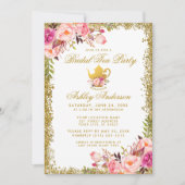 Parties scintillant or rose Floral Invitation de l (Devant)