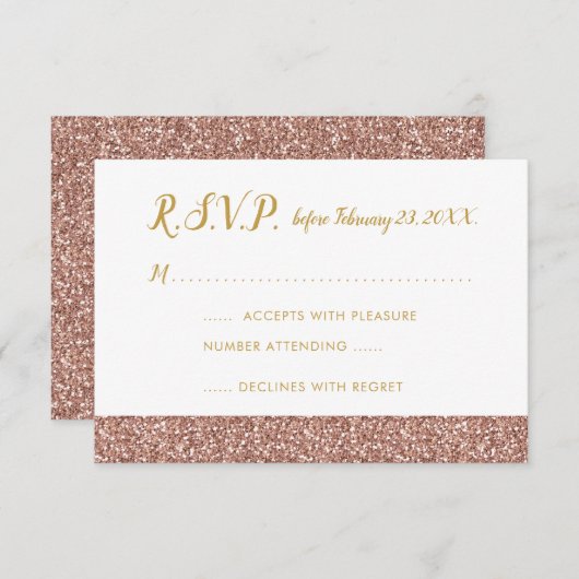 Parties scintillant or rose & Gold RSVP 3.5x5 A1 (Devant / Derrière)