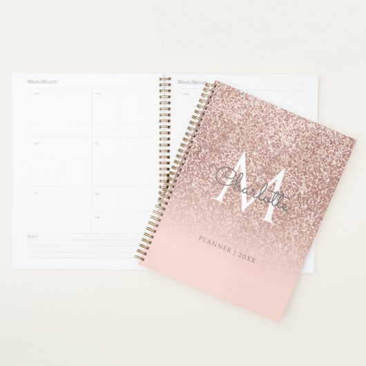 Parties scintillant or rose Monogram Blush Pink 20 (Devant avec enveloppe)