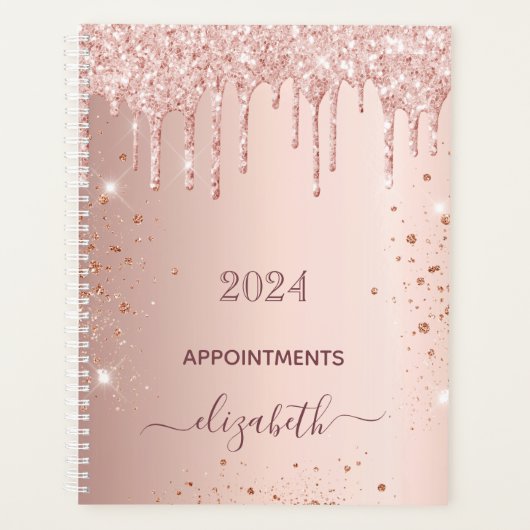 parties scintillant or rose nom monogramme 2024 (Devant)