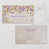 parties scintillant or violet confetti Carte de vi (Devant / Derrière)