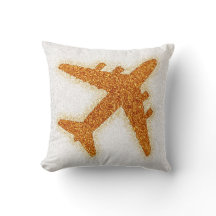 Parties scintillant orange carré d'avion coussin