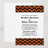 Parties scintillant Orange Chevron Invitation de m (Devant / Derrière)