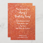 Parties scintillant orange invitation (Devant / Derrière)