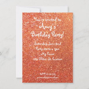 Parties scintillant orange invitation