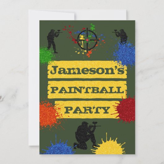 Parties scintillant Paintball Party Invitation (Dos)