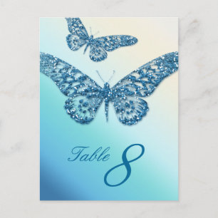 Parties scintillant Papillon Numéro de table Carte