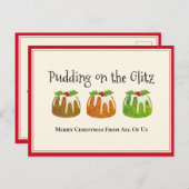 Parties scintillant Pudding Carte de Noël (Devant / Derrière)
