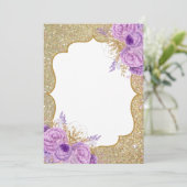 Parties scintillant Purple Floral Blank Invitation (Debout devant)