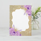 Parties scintillant Purple Floral Blank Invitation (Debout devant)