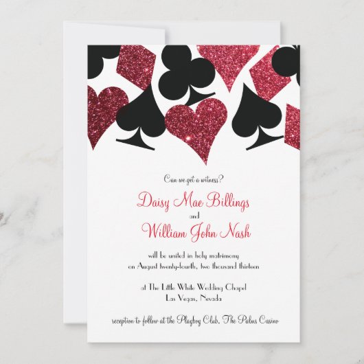 Parties scintillant Red Faux Las Vegas Faire-part (Devant)
