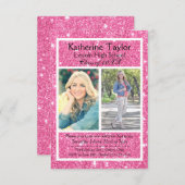 Parties scintillant rose 2 Photos -3x5 Faire-part  (Devant / Derrière)