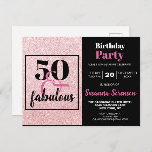 Parties scintillant rose 50 & Fabuleux Invitation 