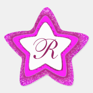 Parties scintillant rose autocollants monogramme p
