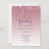 PARTIES SCINTILLANT rose BUDGET Invitations de mar (Devant)