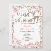 Parties scintillant rose cerf Invitation d'anniver (Devant)