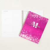 Parties scintillant rose chaud Bokeh Monogramme (Devant avec enveloppe)