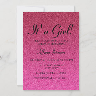 Parties scintillant rose chaud Faux son Invitation