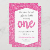 Parties scintillant rose chaud "One" Carte de prem (Devant / Derrière)