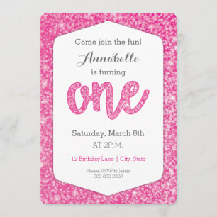 Parties scintillant rose chaud "One" Carte de prem